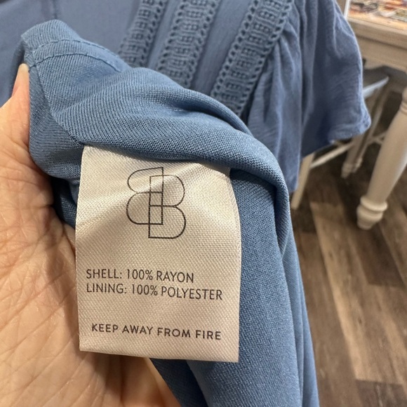 Baltic Born Jennifer Deep V Whisper Blue Boho Side Tie Tassel Maxi Dress Slit L - Picture 9 of 9